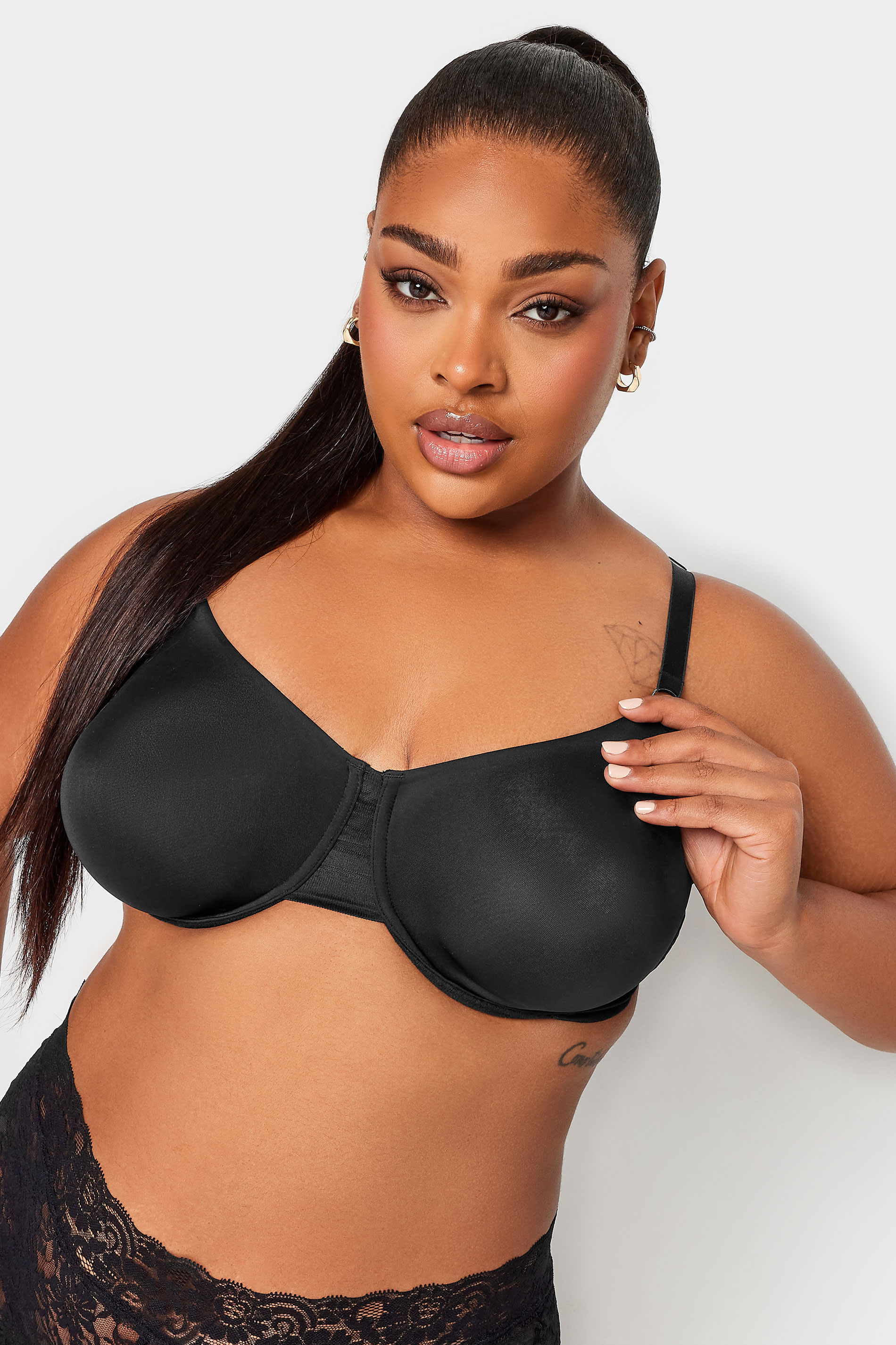 Yours YOURS Curve Black Smoothing Minimiser Non Padded Underwired Bra