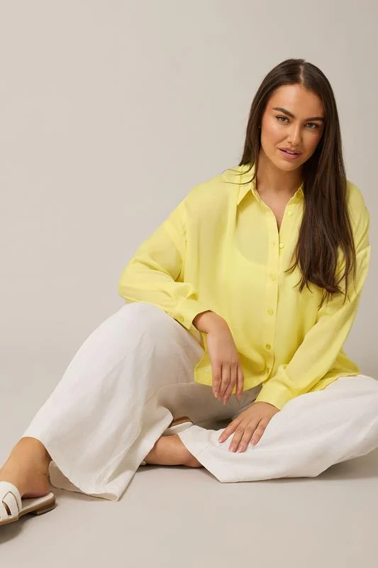 Evans EVANS Curve Yellow Metallic Button Through Shirt