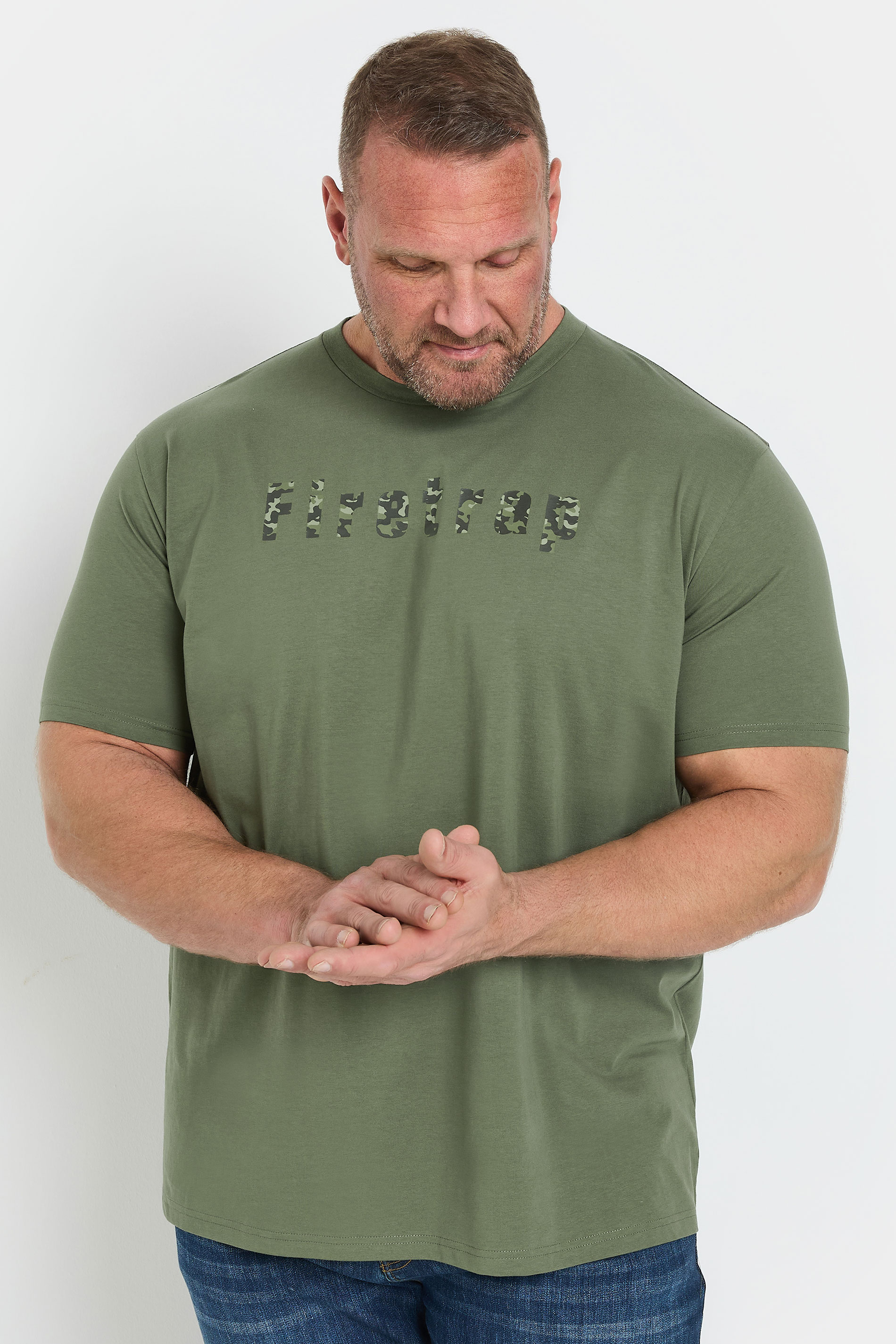Firetrap FIRETRAP Big & Tall Khaki Green Estate T-Shirt