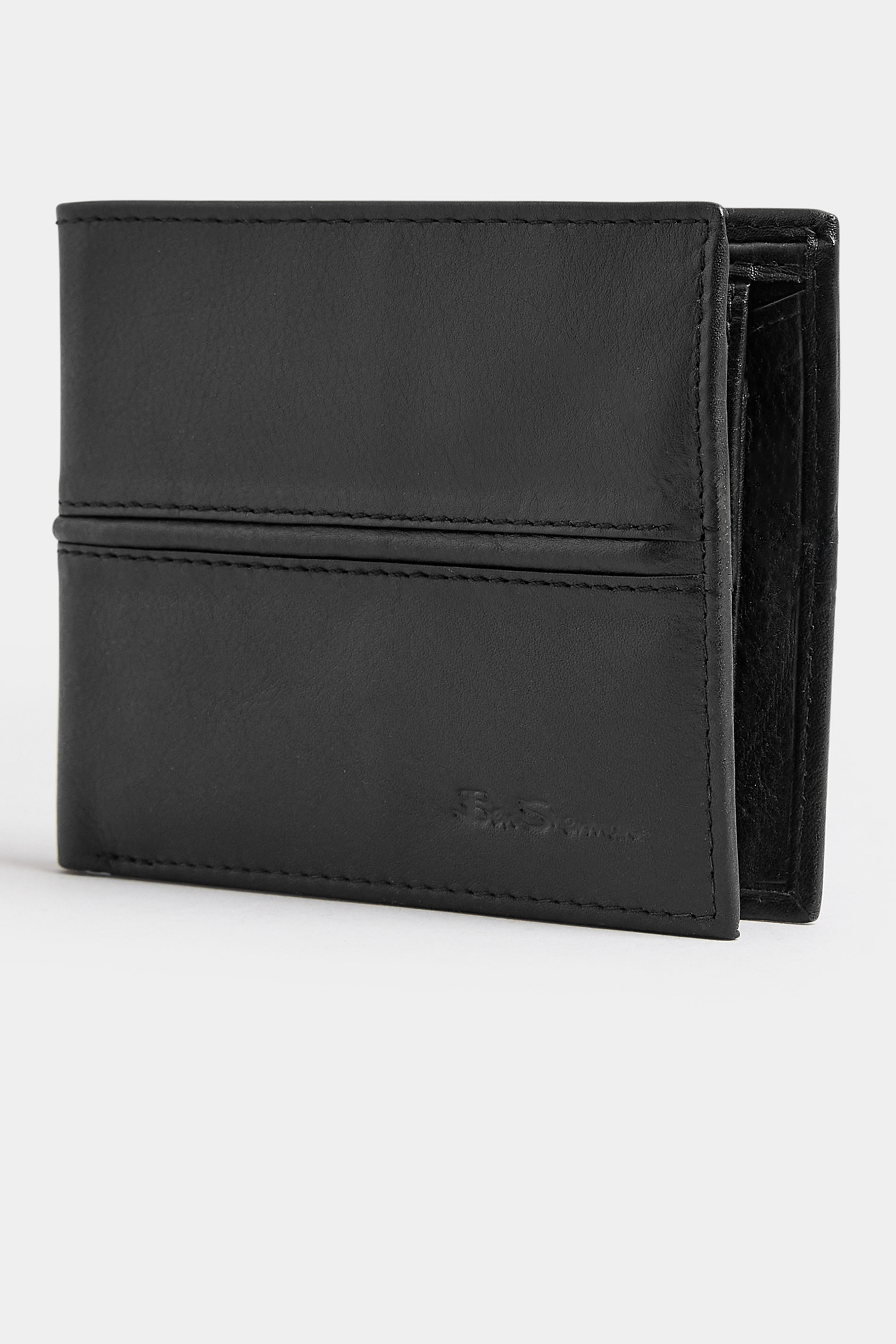 Ben Sherman BEN SHERMAN Black Leather 'Freeman' Bi-Fold Wallet