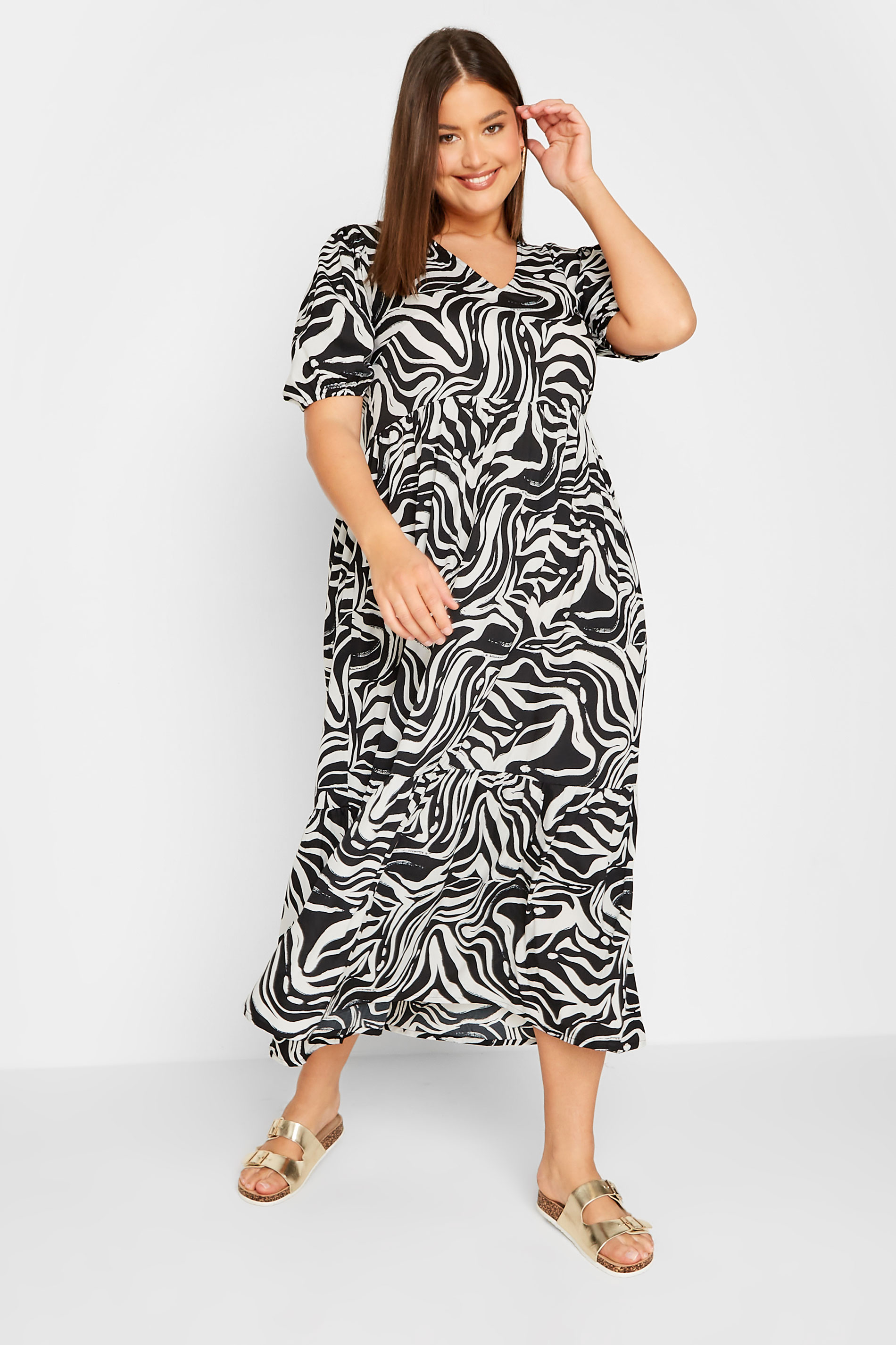 LTS LTS Tall Black Marble Print Midi Dress