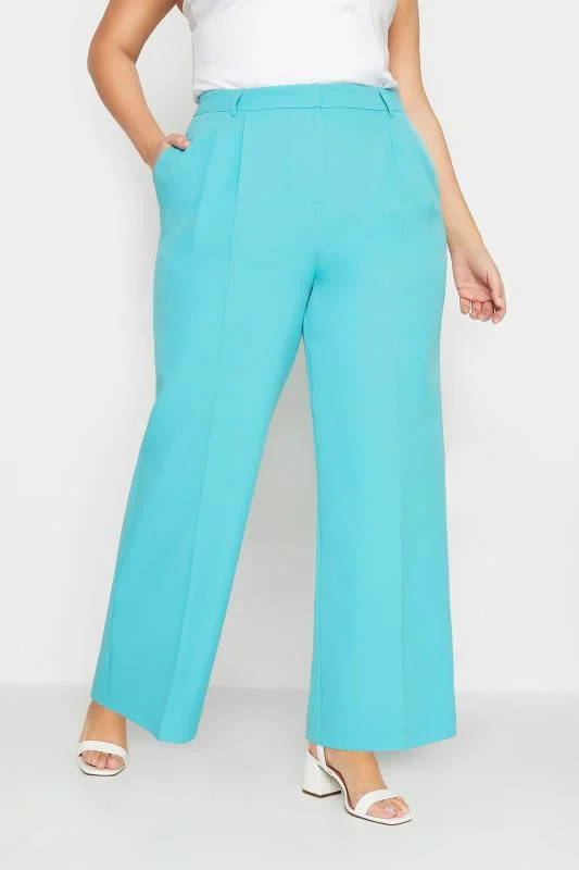 Yours YOURS Curve Bright Blue Wide Leg Trousers
