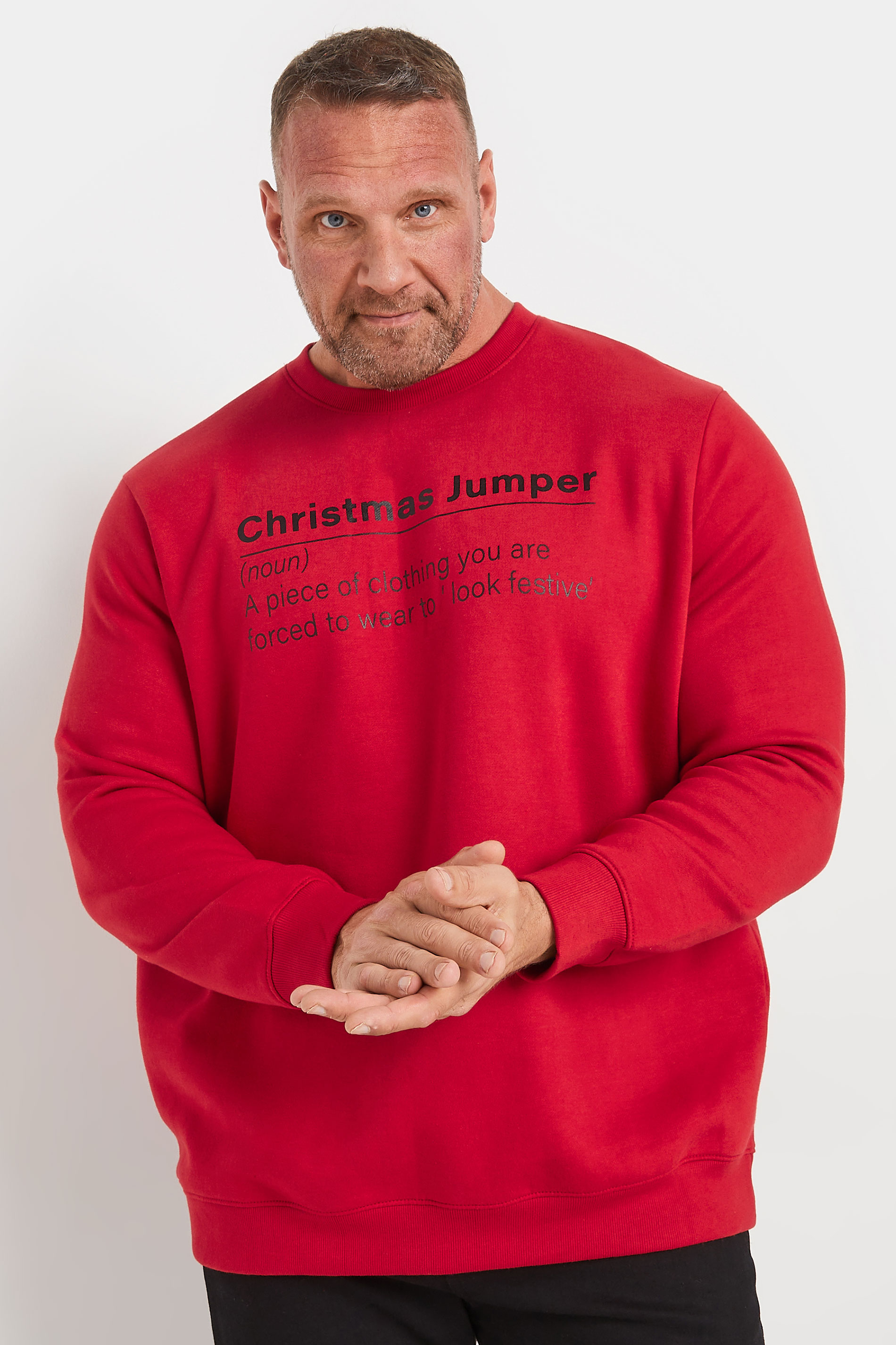 BadRhino BadRhino Big & Tall Red 'Christmas Jumper' Printed Sweatshirt