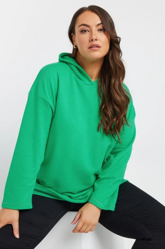 Yours YOURS Curve Green Oversized Long Sleeve Hoodie