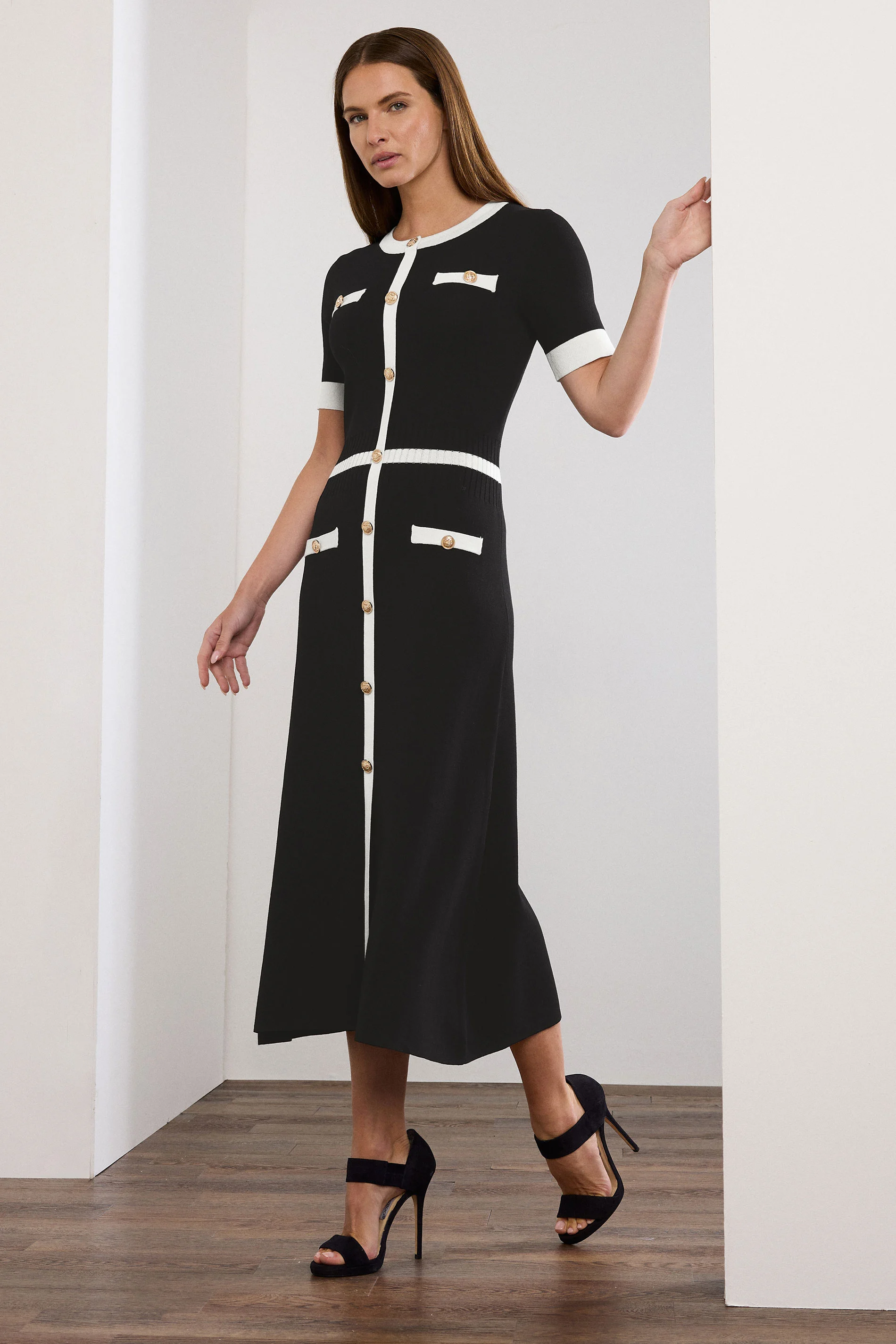 Star by Julien Macdonald STAR Black Contrast Trim Knitted Dress