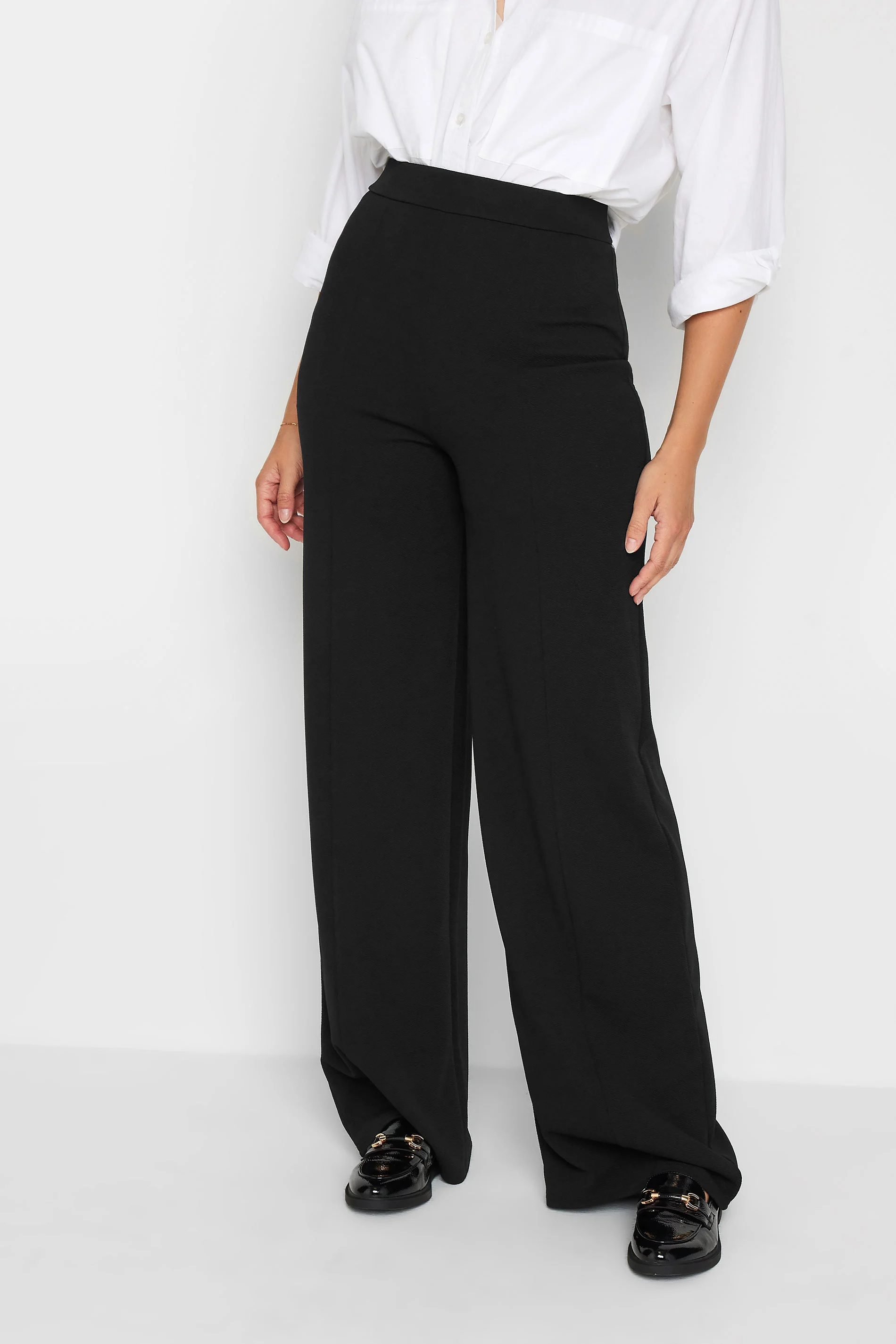 LTS LTS Tall Black Pin Tuck Wide Leg Trousers (Q)