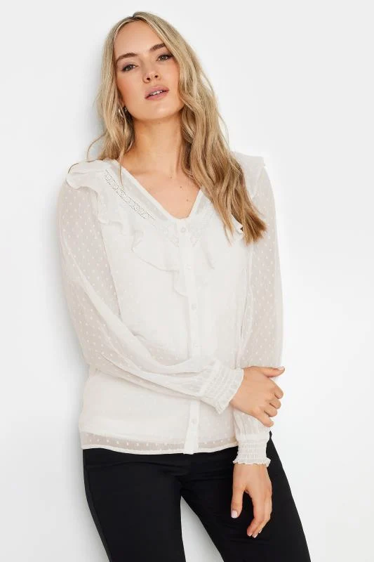 LTS LTS Tall White Dobby Frill Blouse