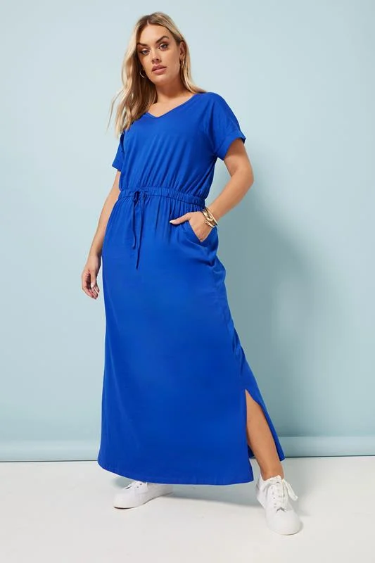Yours YOURS Curve Cobalt Blue Tie Detail Maxi Dress