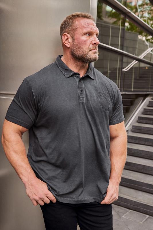 BadRhino BadRhino Big & Tall Charcoal Grey Washed Polo
