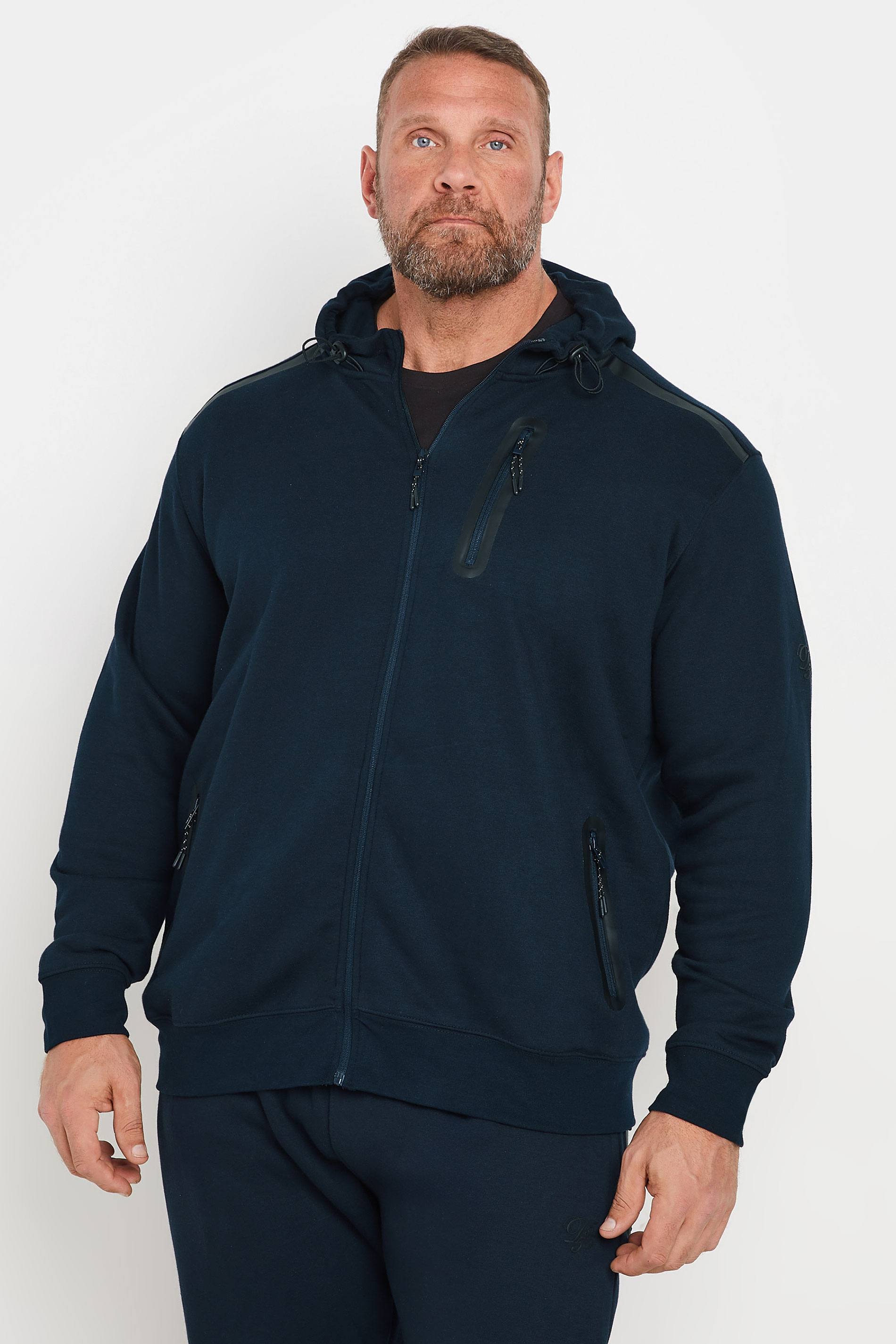D555 D555 Big & Tall Navy Couture Zip Through Hoodie