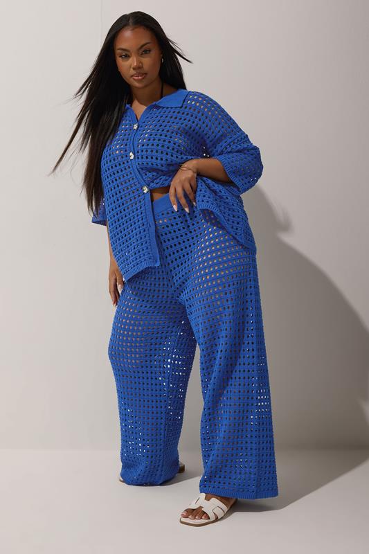 Limited Collection LIMITED COLLECTION Curve Cobalt Blue Crochet Shirt