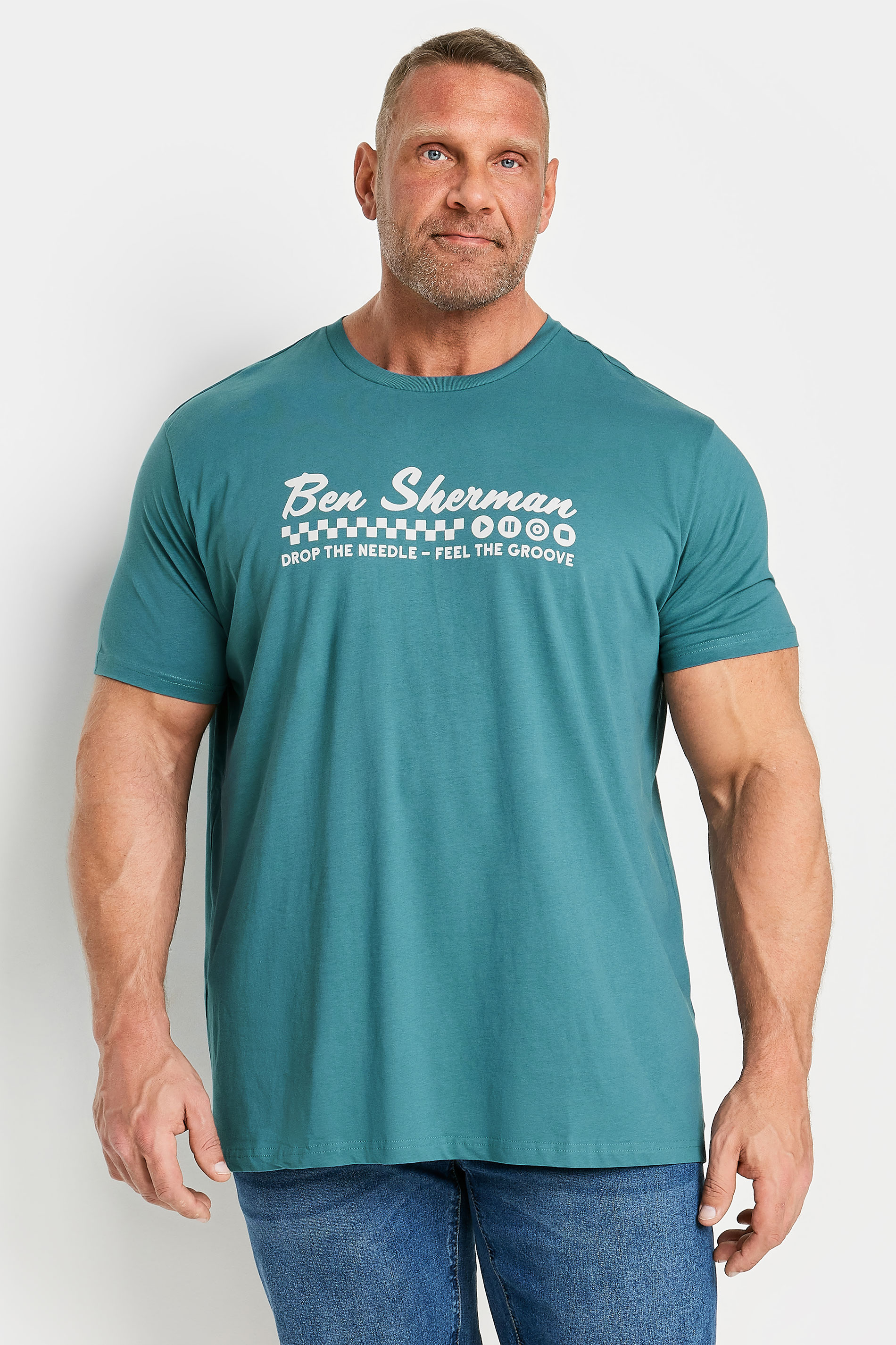 Ben Sherman BEN SHERMAN Big & Tall Teal Blue 'Feel The Groove' T-Shirt