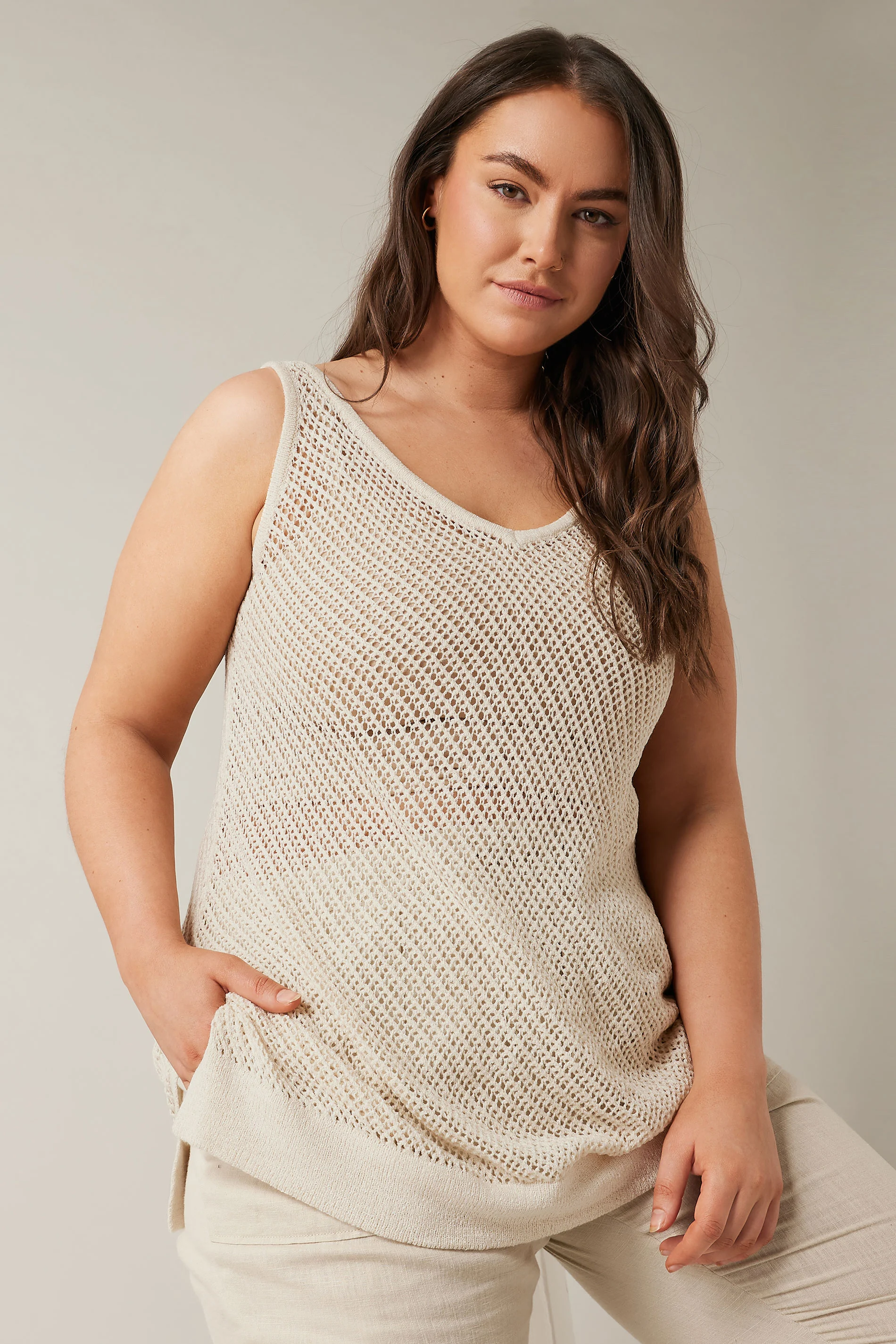 Evans EVANS Curve Natural White Tape Yarn Vest