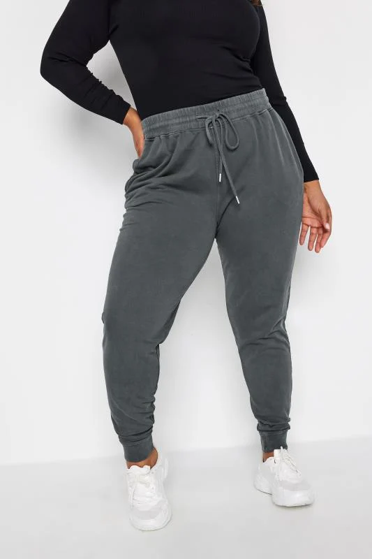 Yours YOURS Curve Grey Acid Wash Joggers
