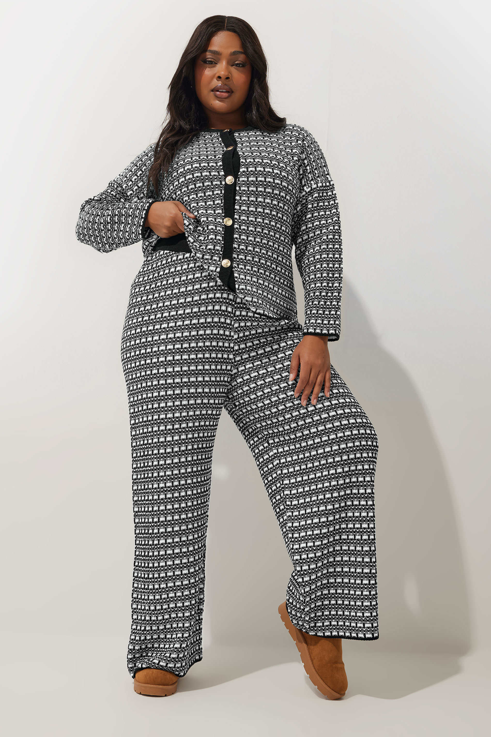 Limited Collection LIMITED COLLECTION Curve Black Boucle Wide Leg Trousers