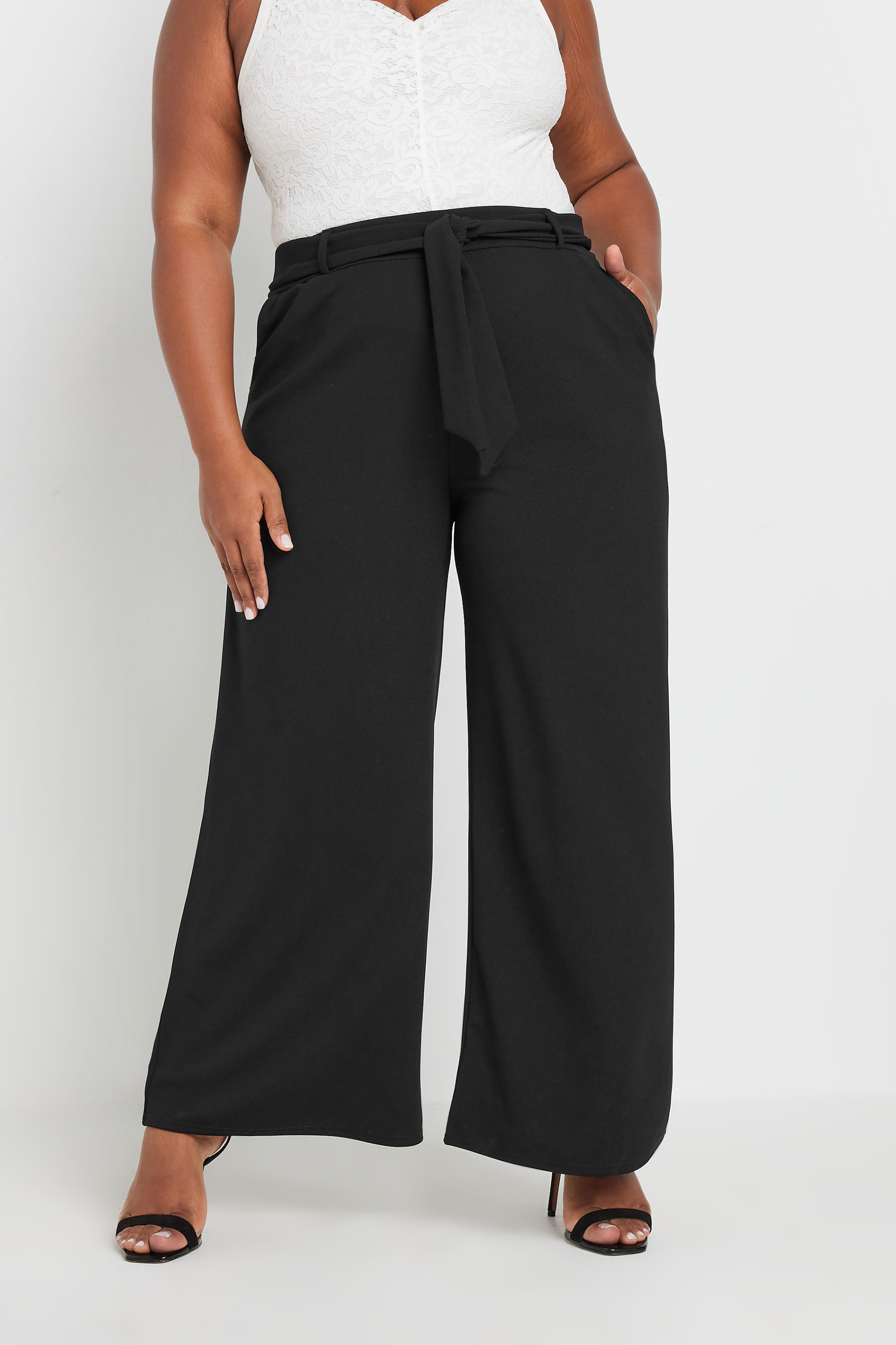 Yours YOURS Curve Black Wide Leg Scuba Trousers