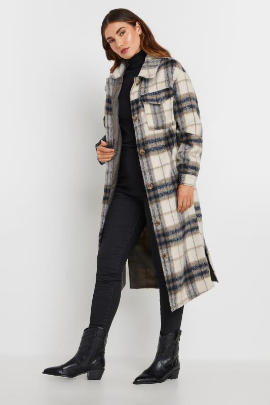 LTS LTS Tall Blue Blurred Check Print Longline Shacket