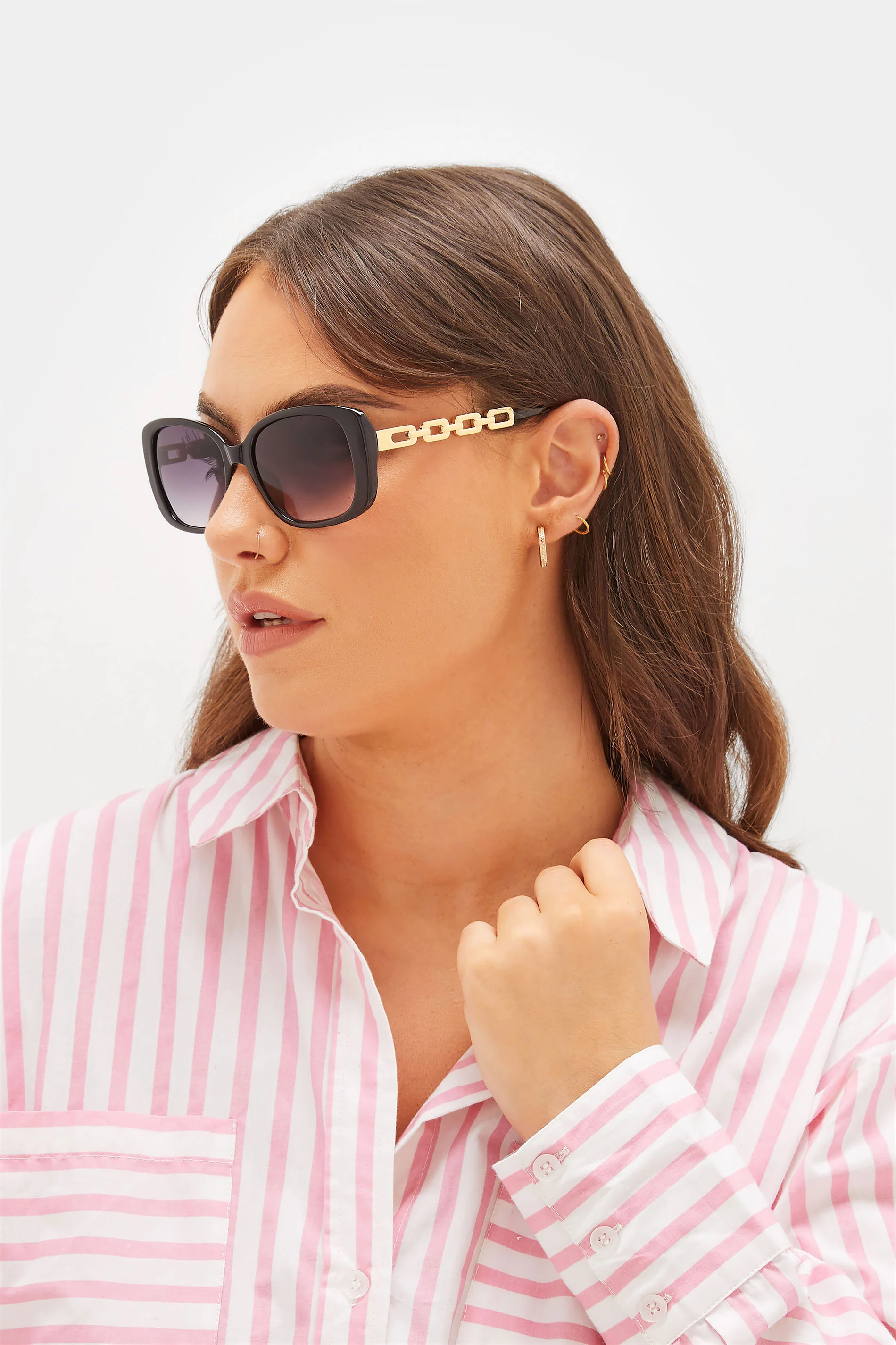 Yours Black Chunky Chain Arm Sunglasses