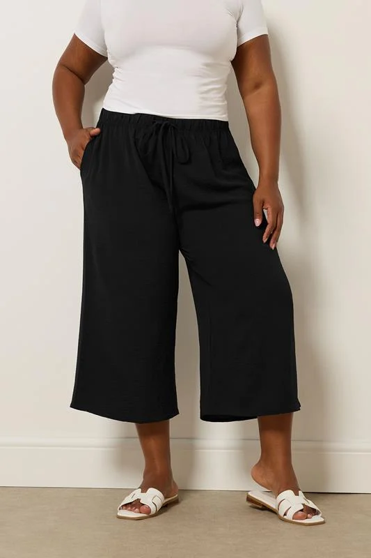 Yours YOURS Curve Black Washed Twill Culottes