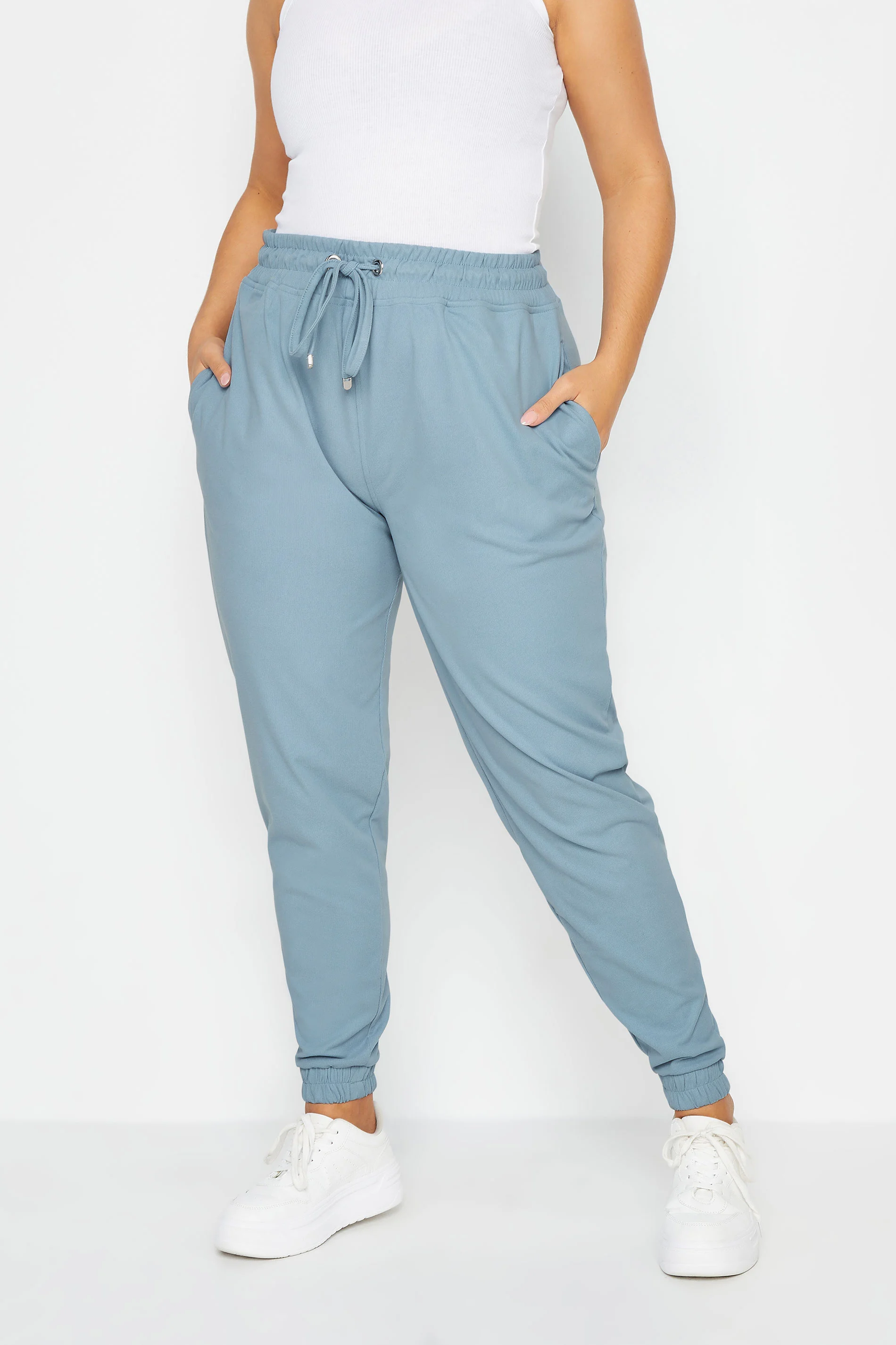 Yours YOURS Curve Light Blue Stretch Cuffed Joggers