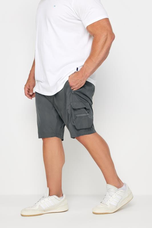 BadRhino BadRhino Big & Tall Charcoal Grey Crinkle Nylon Cargo Shorts