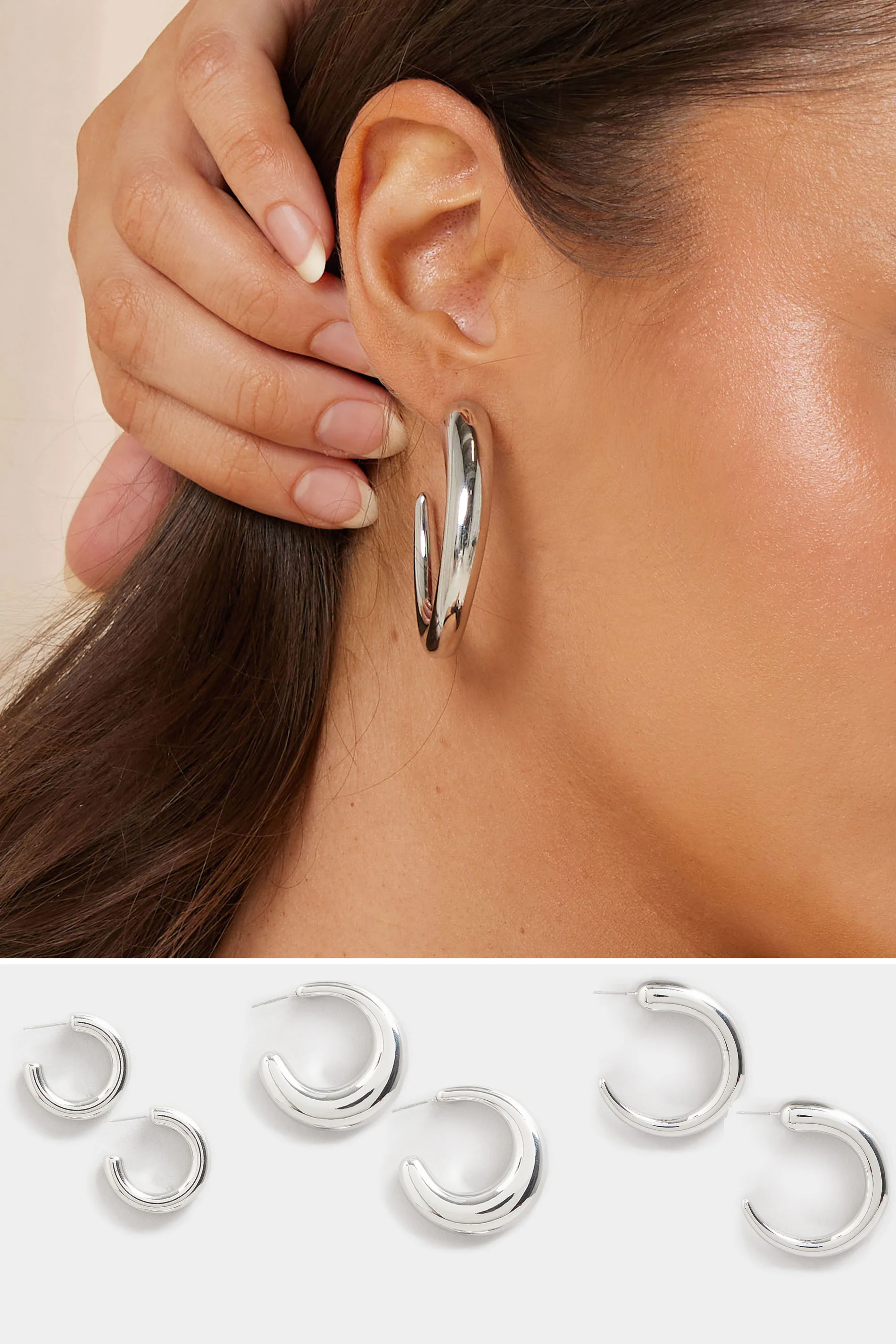 Yours 3 PACK Silver Tone Hoop Earrings Set