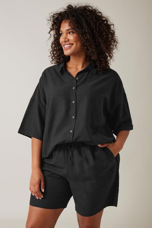 Evans EVANS Curve Black Linen Shirt