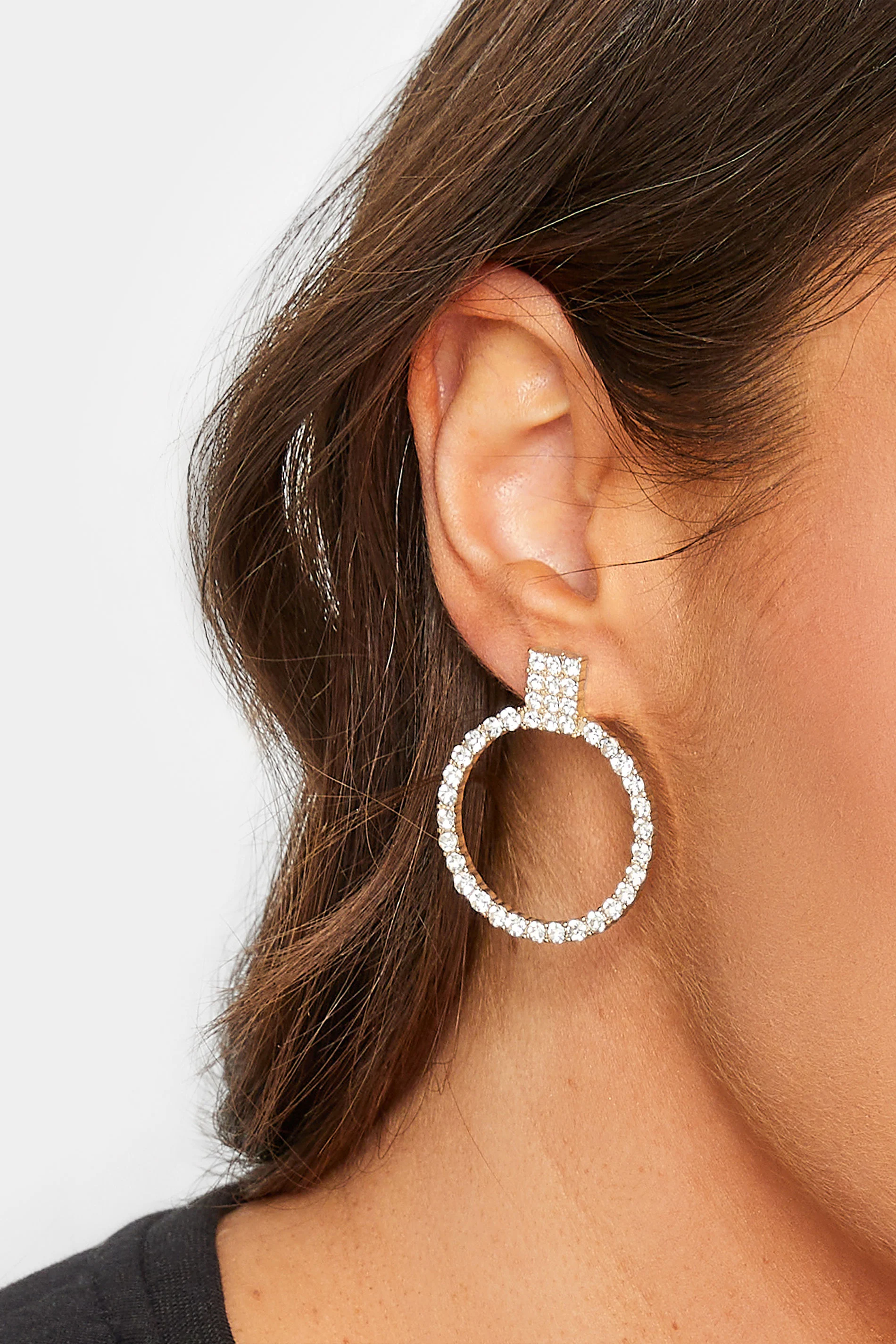 Yours Gold Tone Diamante Circle Earrings