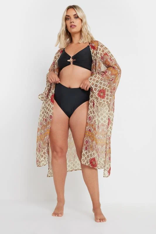 Yours YOURS Curve Red Paisley Print Beach Shirt