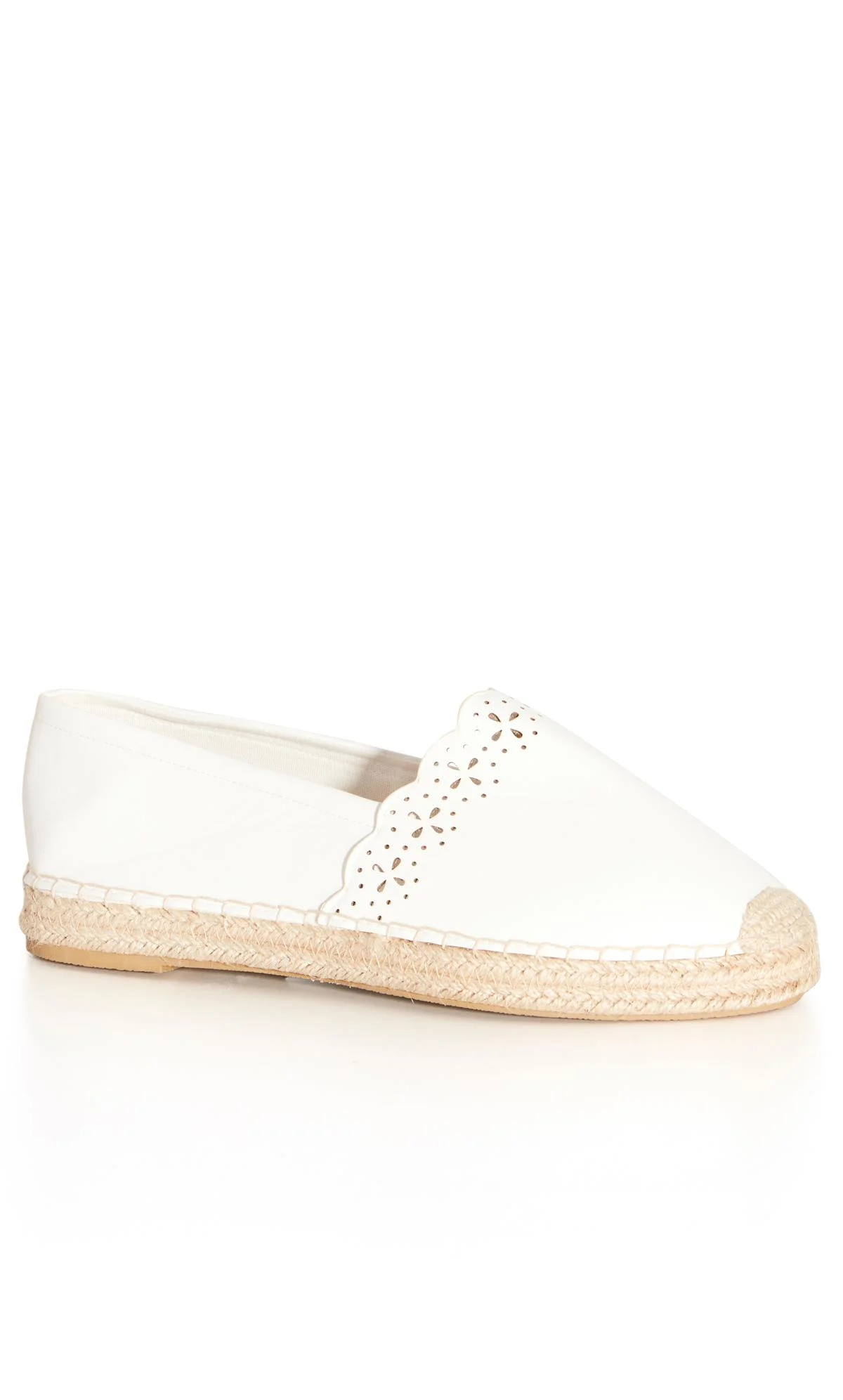 Evans Evans White WIDE FIT Laser Cut Espadrille