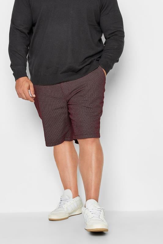 BadRhino BadRhino Big & Tall Burgundy Red Geometric Print Stretch Chino Shorts