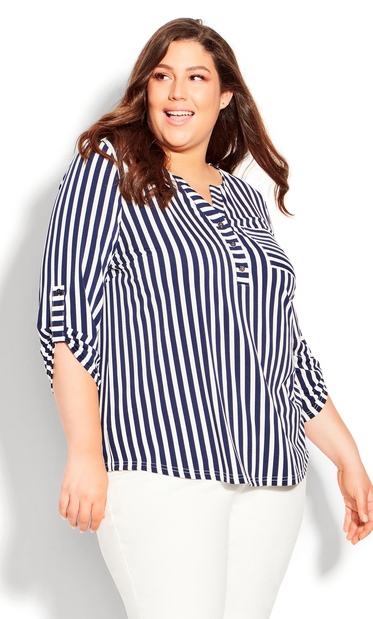 Evans Evans Navy Tamara Knit Stripe Top