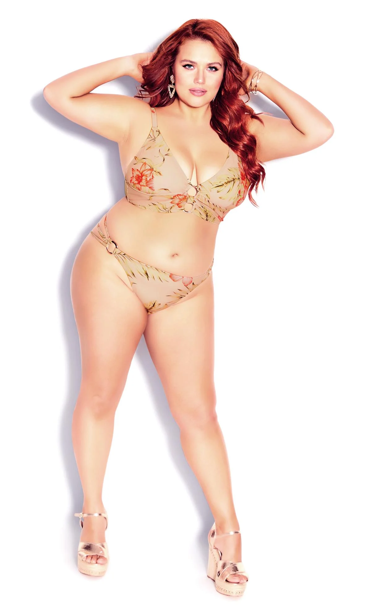 Evans Evans Pink Coral Print Bikini Bottoms
