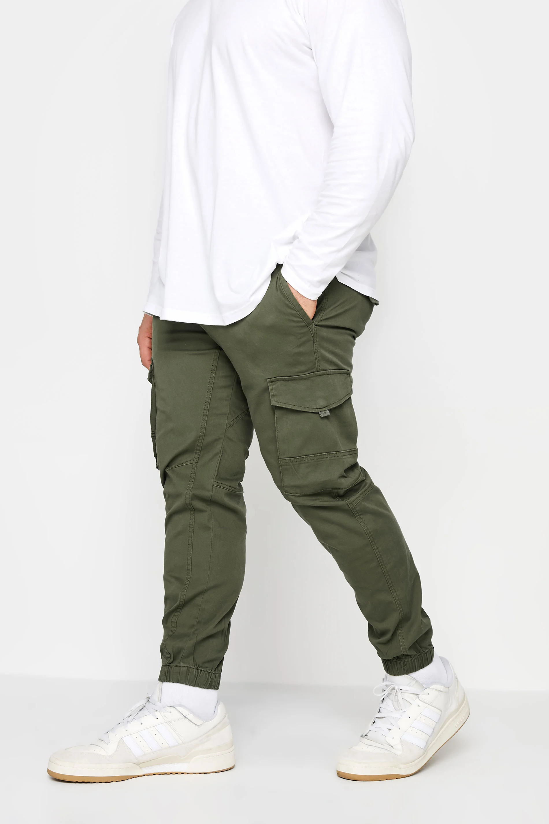 Jack & Jones JACK & JONES Big & Tall Olive Green Cargo Trousers