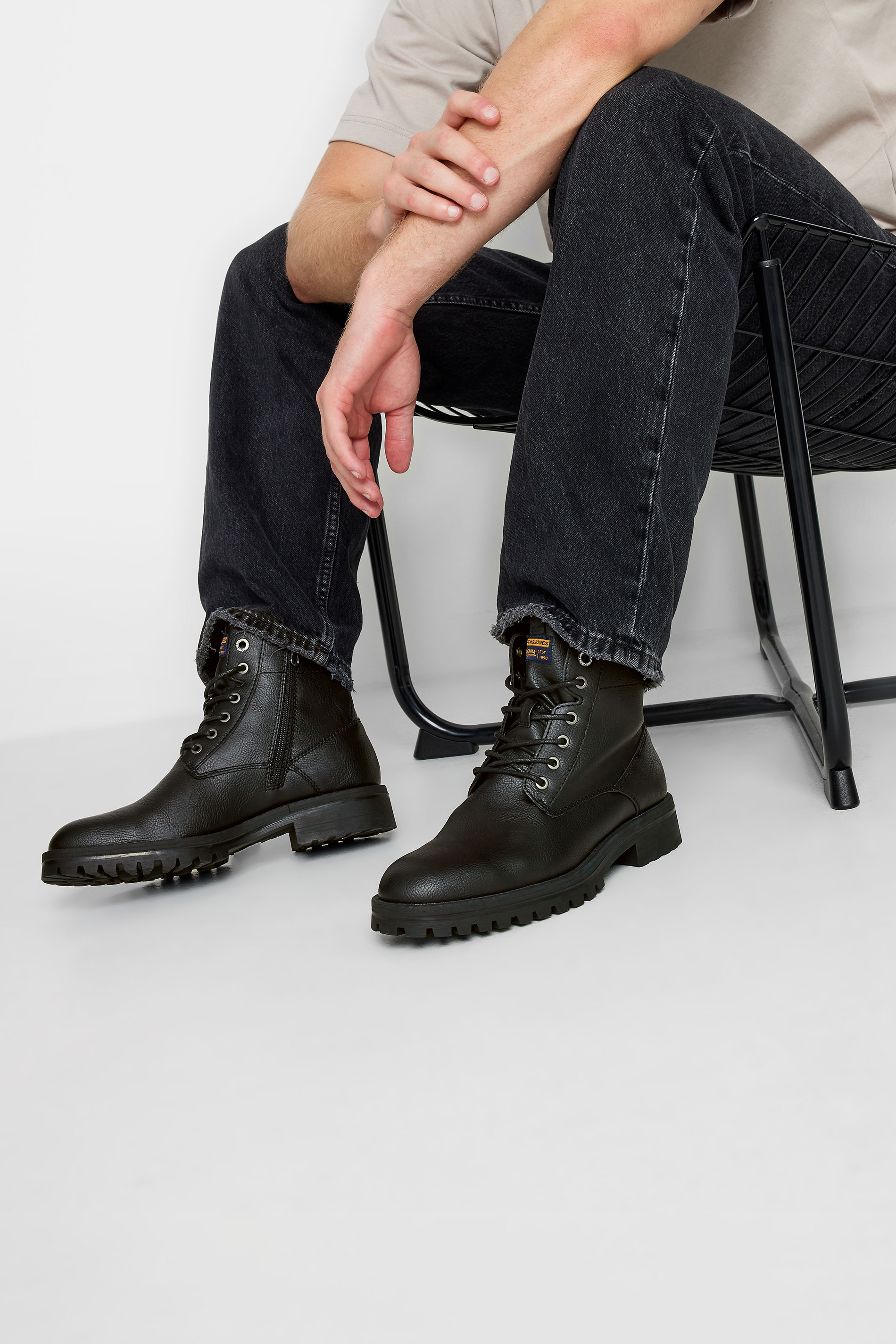 Jack & Jones JACK & JONES Big & Tall Black Faux Leather Boots