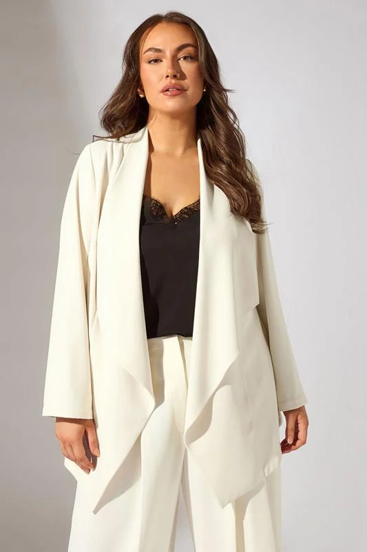Evans EVANS Curve Ivory White Occasion Waterfall Jacket