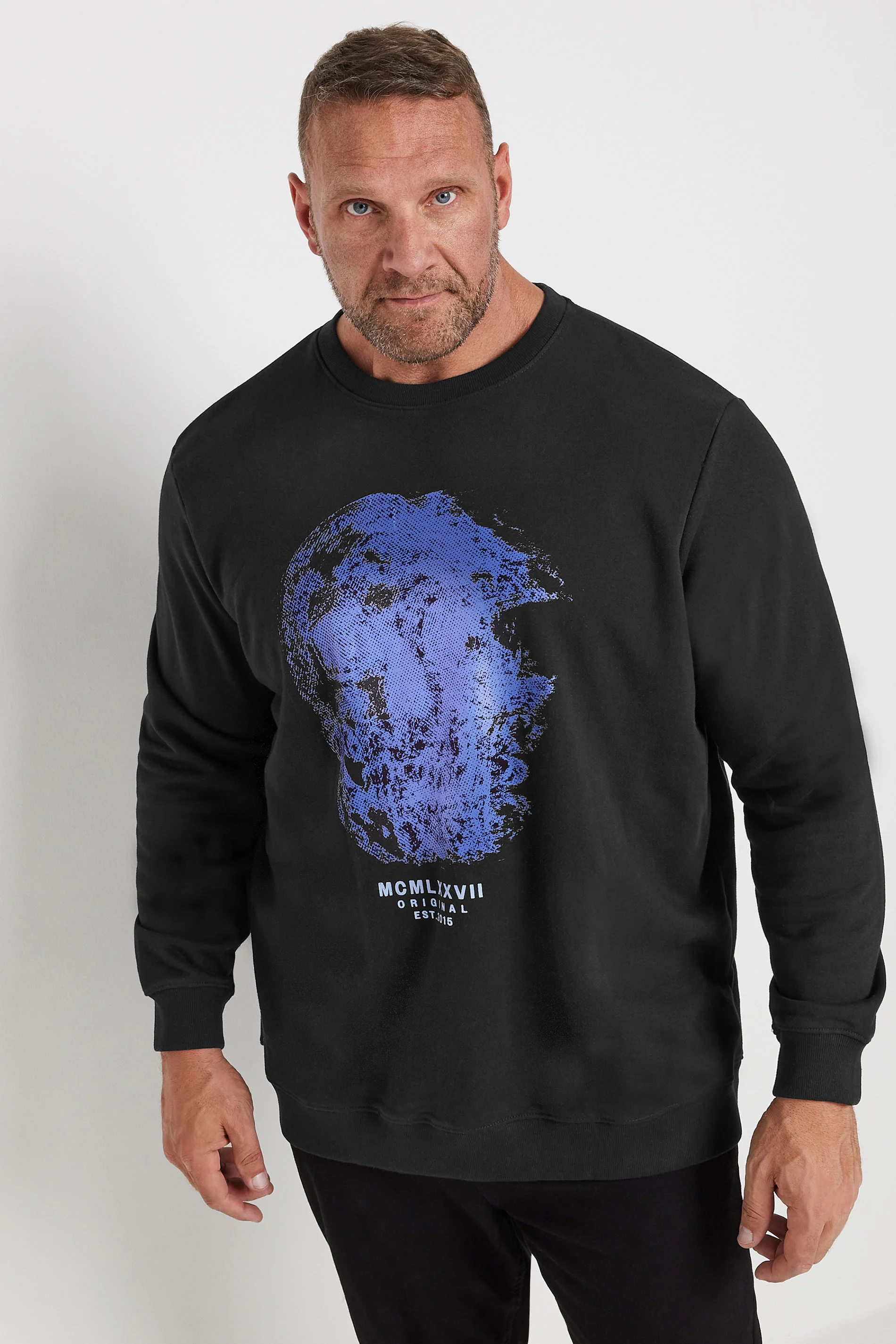 BadRhino BadRhino Black Abstract Skull Graphic Print Sweatshirt