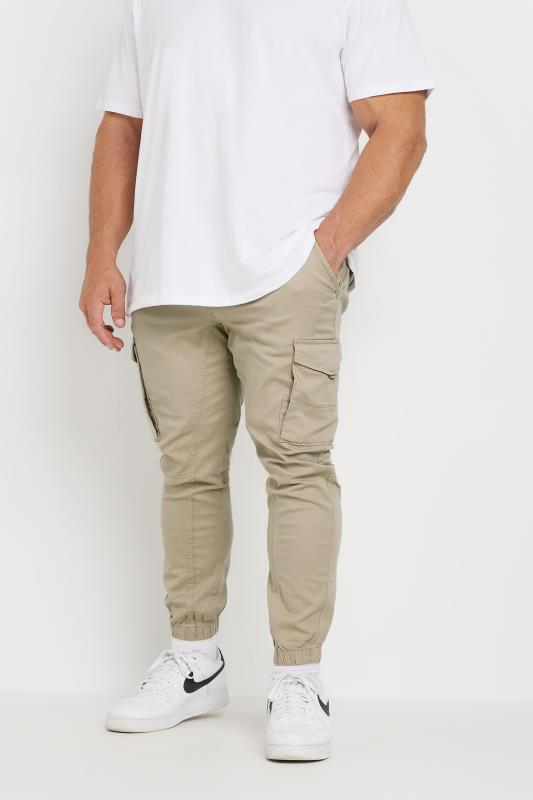 Jack & Jones JACK & JONES Big & Tall Stone Brown Cargo Trousers