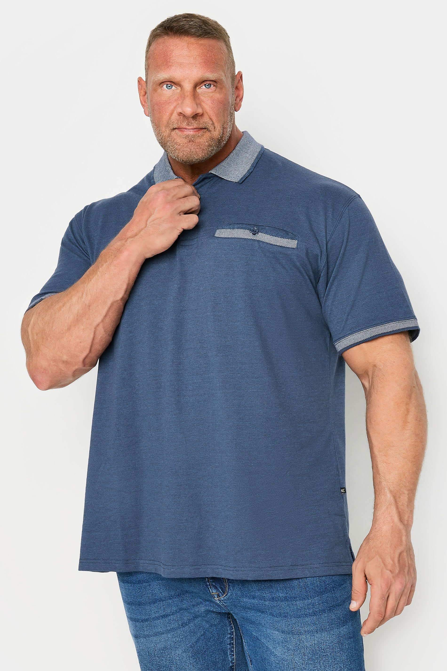 Kam KAM Big & Tall Blue Marl Jacquard Polo Shirt