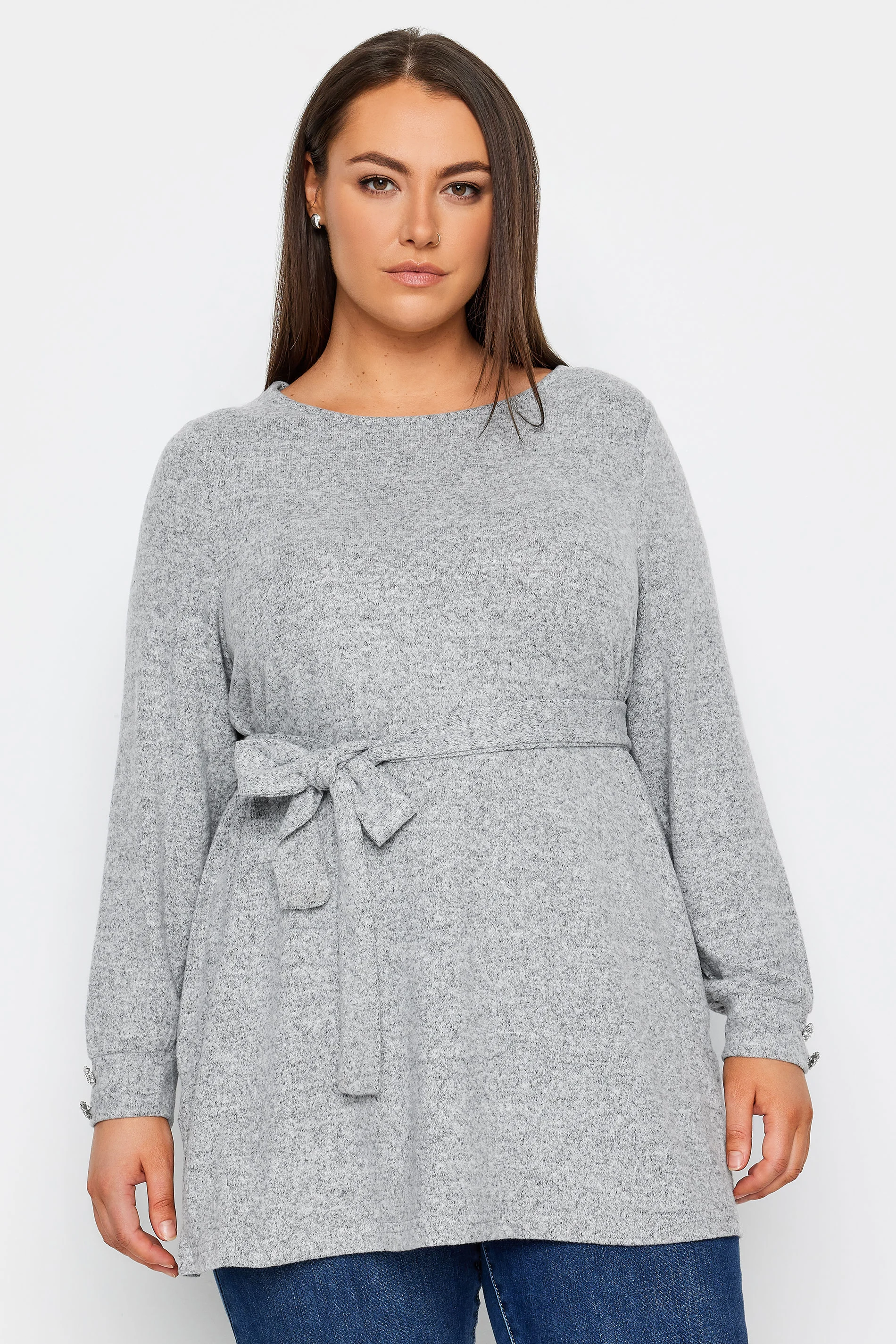 Evans Evans Grey Tie Waist Top
