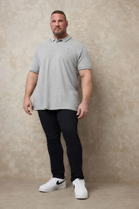 BadRhino BadRhino Big & Tall Grey Marl Tipped Core Polo Shirt