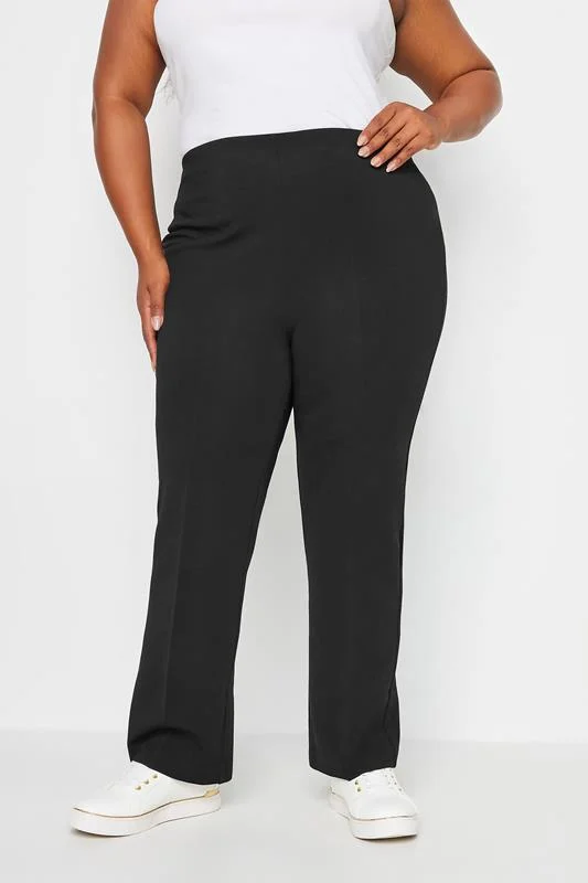 Yours YOURS BESTSELLER Curve Black Pull On Ribbed Bootcut Stretch Trousers