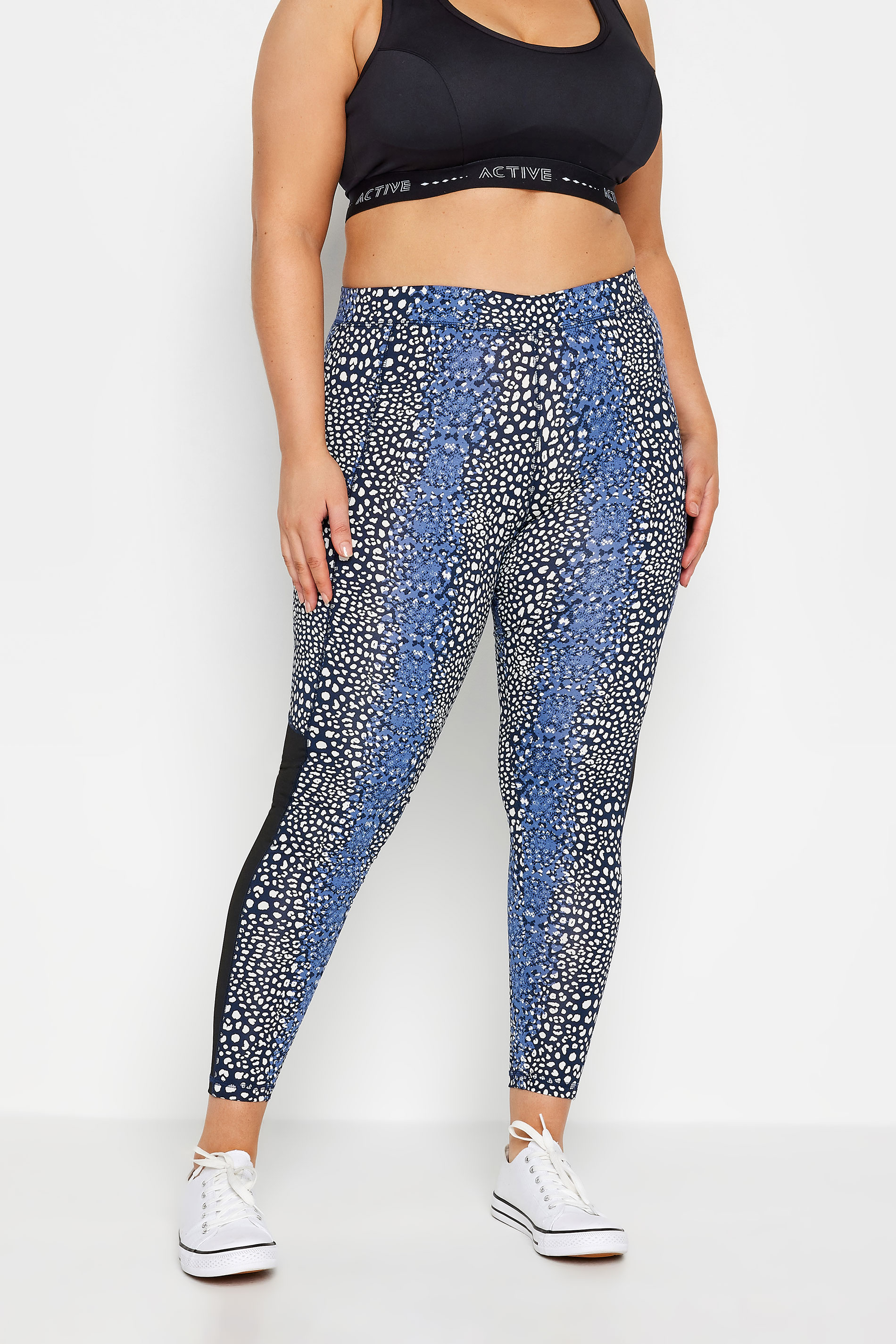 Evans Evans Black & Blue Animal Print Active Legging