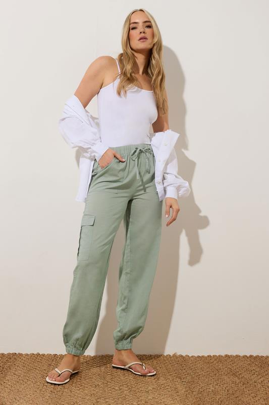 LTS LTS Tall Sage Green Linen Cargo Trousers