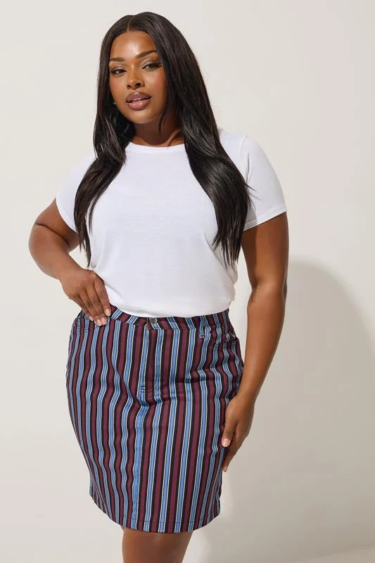 Limited Collection LIMITED COLLECTION Curve Navy Blue Stripe Denim Mini Skirt