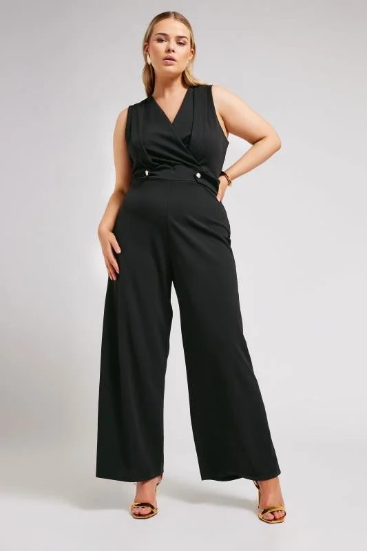 Yours London YOURS LONDON Curve Black Sleeveless Wide Leg Jumpsuit