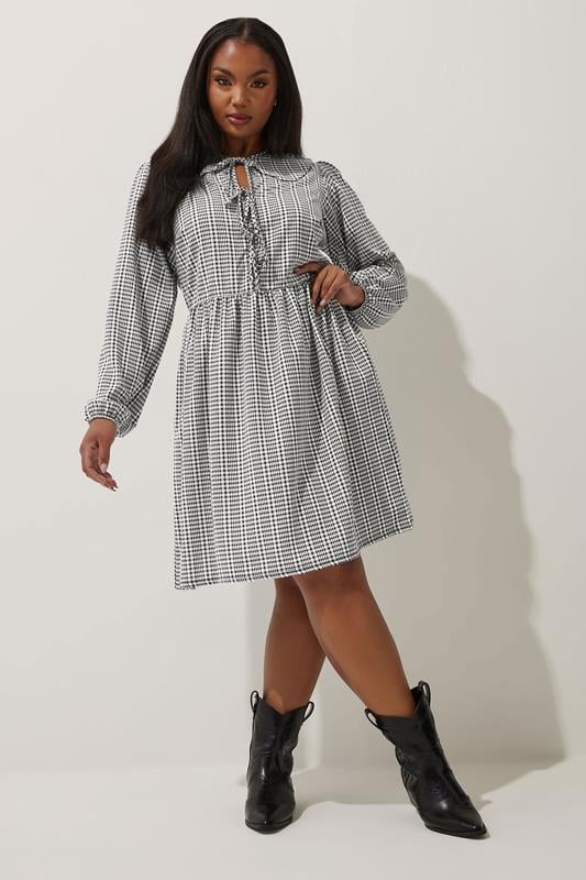 Limited Collection LIMITED COLLECTION Curve Black & White Gingham Collared Dress