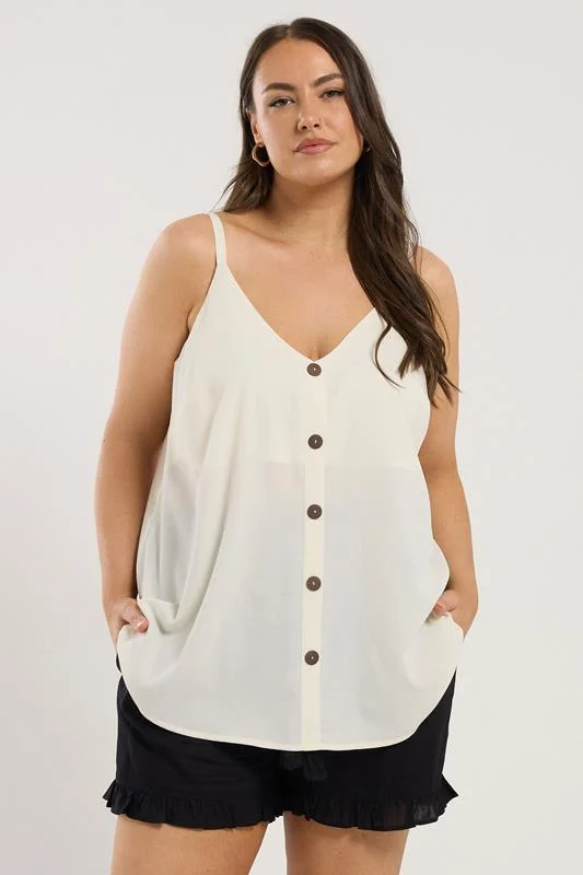 Yours YOURS Curve Cream Button Front Cami Top