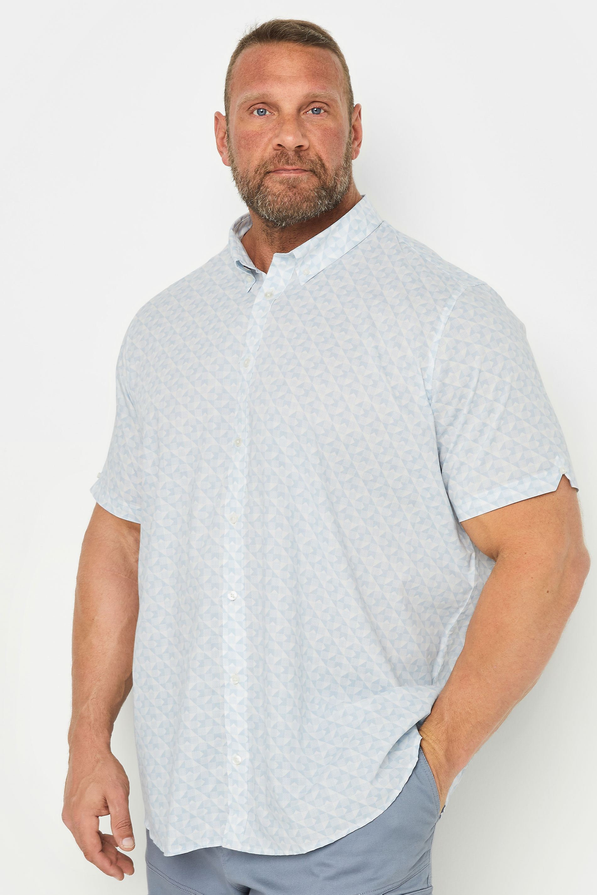 Ben Sherman BEN SHERMAN Big & Tall White Geometric Print Short Sleeve Shirt