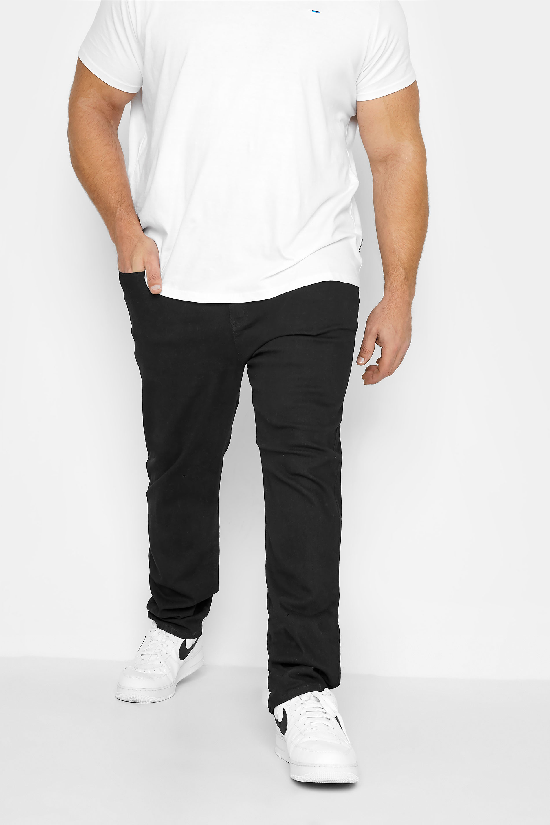 Kam KAM Big & Tall Black Regular Fit Stretch Jeans